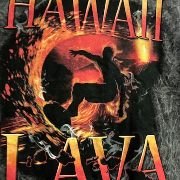 HAWAIIAN LAVA ROCK DYED SHIRT SURFER BIG ISLAND MADAM PELE ISLAND CHAIN XXL NEW - Picture 1 of 13